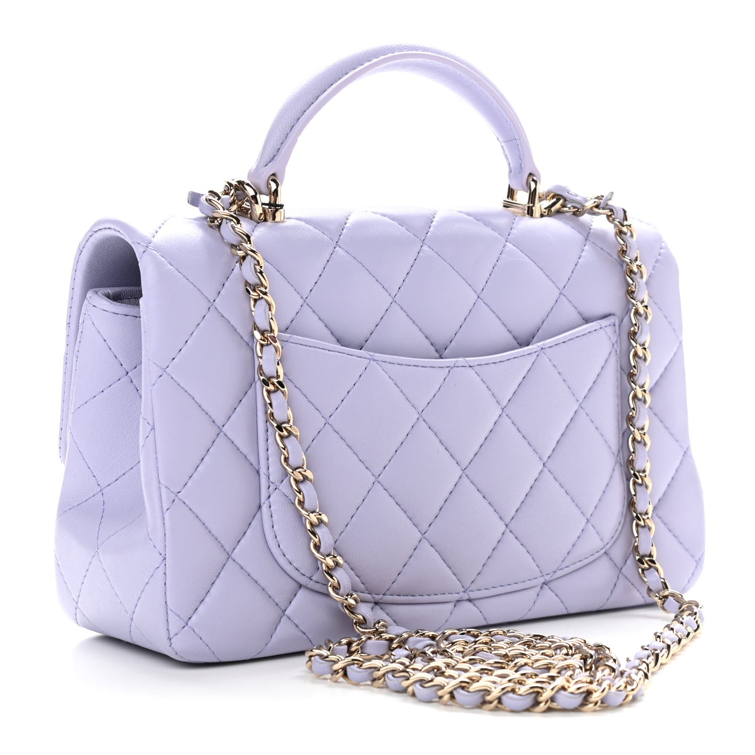 Chanel Lambskin Quilted Mini Top Handle Rectangular Flap Light Purple 3 of 11