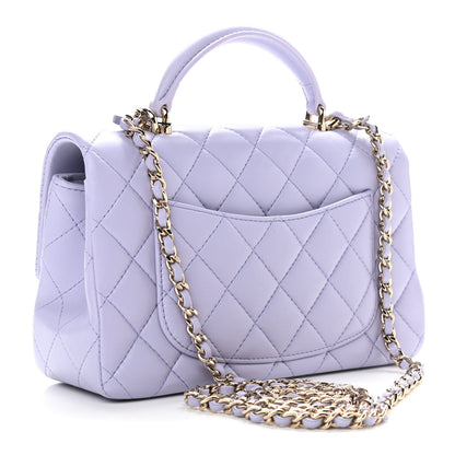 Chanel Lambskin Quilted Mini Top Handle Rectangular Flap Light Purple 3 of 11