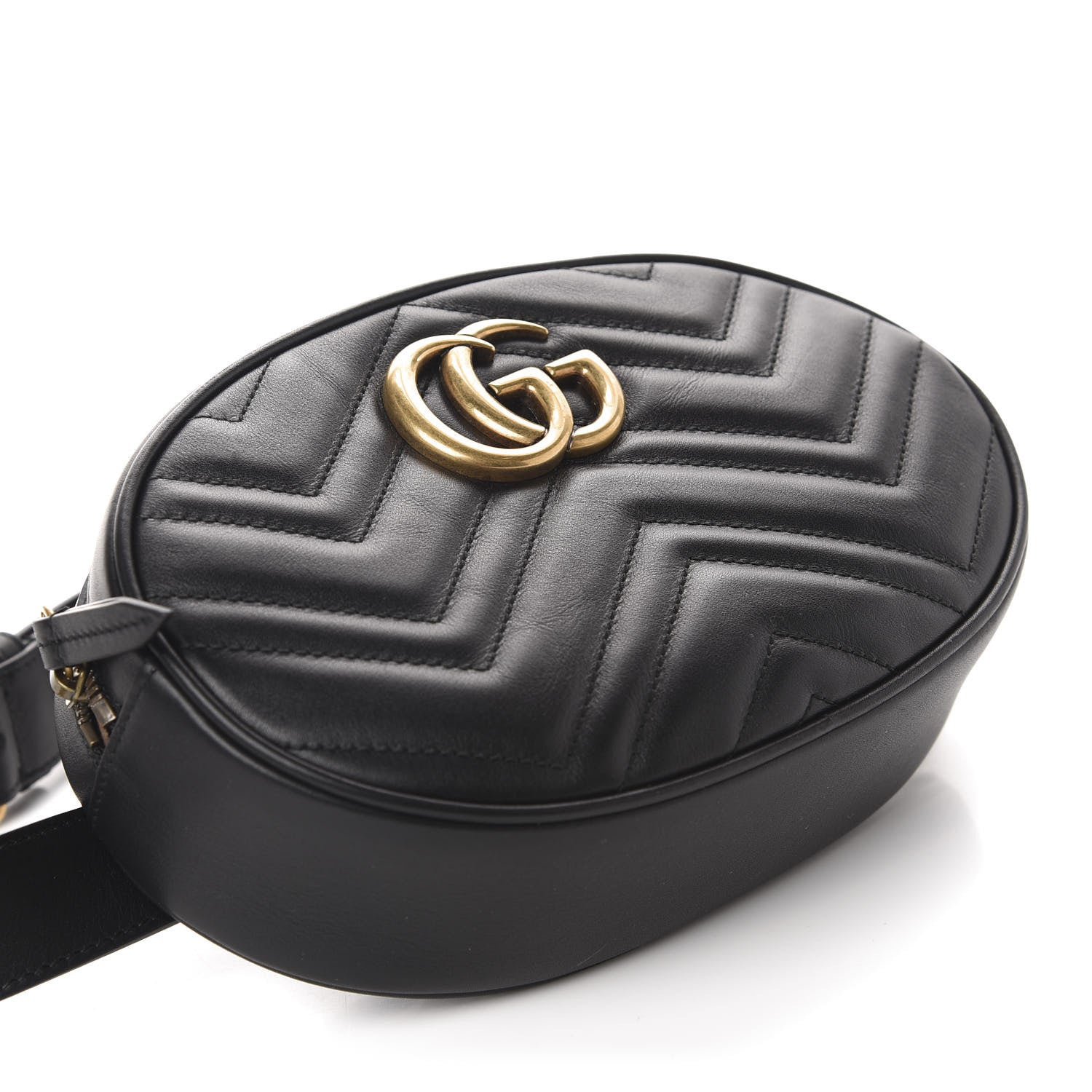 Gucci Calfskin Matelasse GG Marmont Belt Bag 75 30 Black 4 of 11