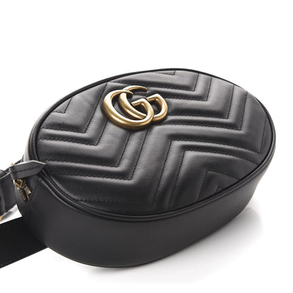 Gucci Calfskin Matelasse GG Marmont Belt Bag 75 30 Black 4 of 11