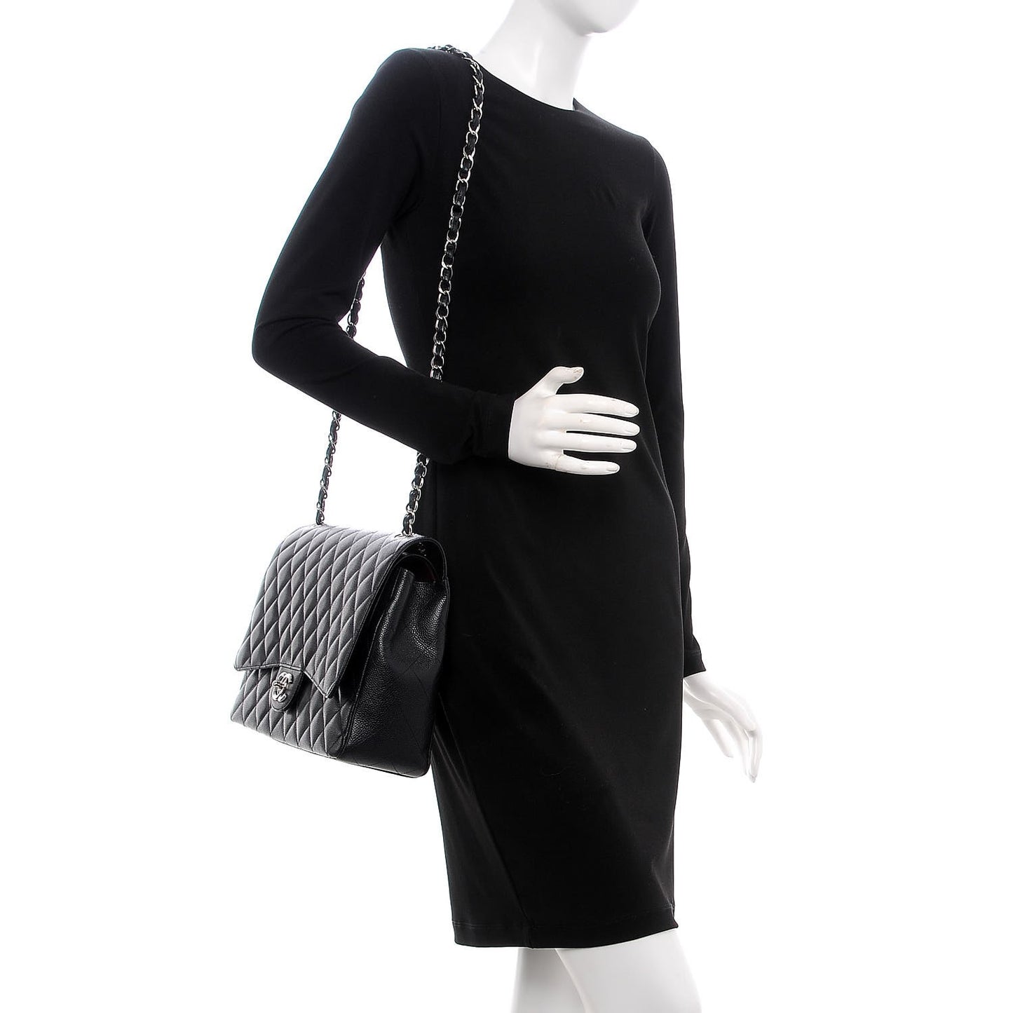 Caviar Quilted Maxi Double Flap Black
