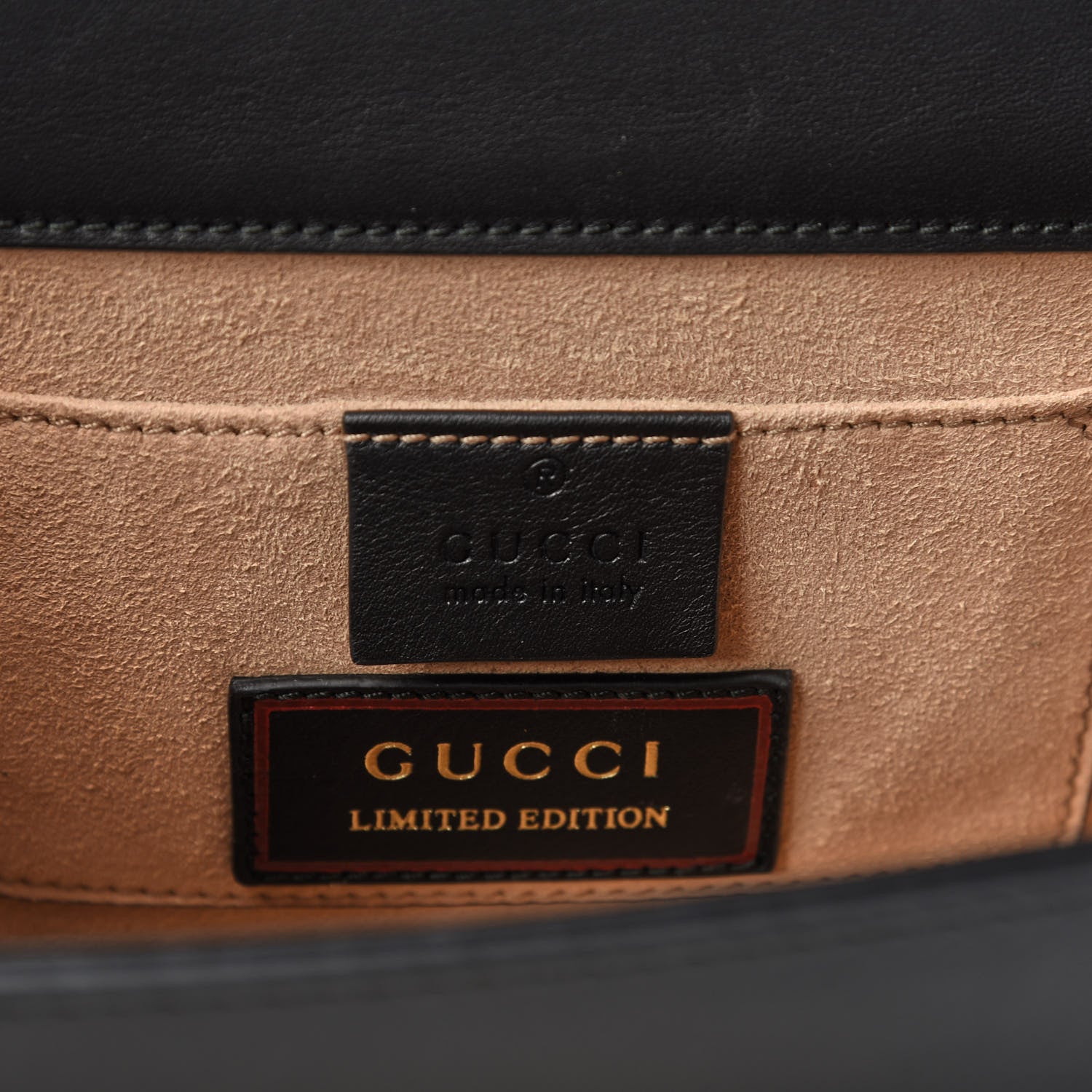 Gucci Calfskin Strawberry Embroidered Small Padlock Shoulder Bag Black 8 of 9