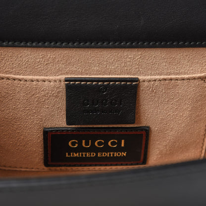 Gucci Calfskin Strawberry Embroidered Small Padlock Shoulder Bag Black 8 of 9