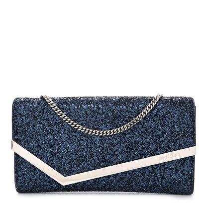 Jimmy Choo Glitter Emmie Clutch Blue 1 of 9