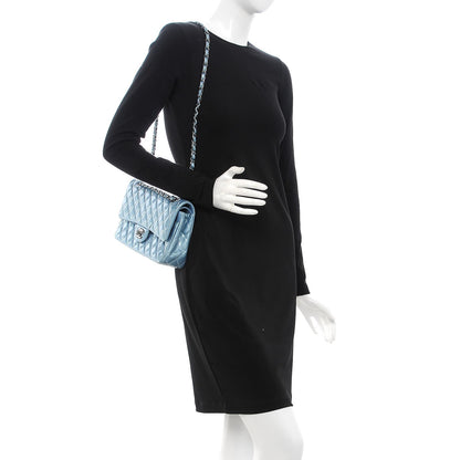 Chanel Patent Calfskin Quilted Medium Double Flap Turquoise 2 of 9