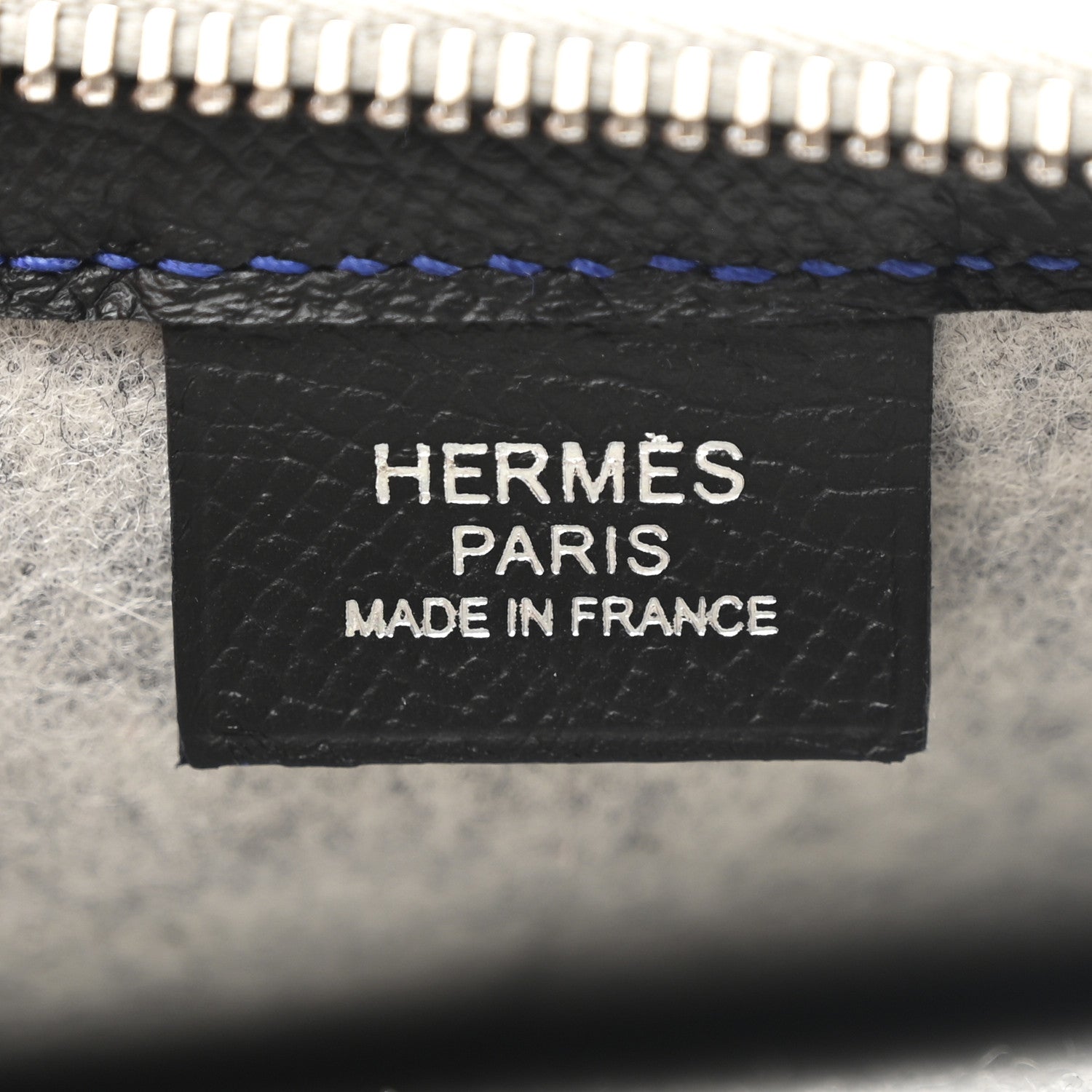 Hermes Felt Epsom Colorblock Toodoo 29 Zip Pouch Gris Clair Bleu Electrique Black 6 of 7