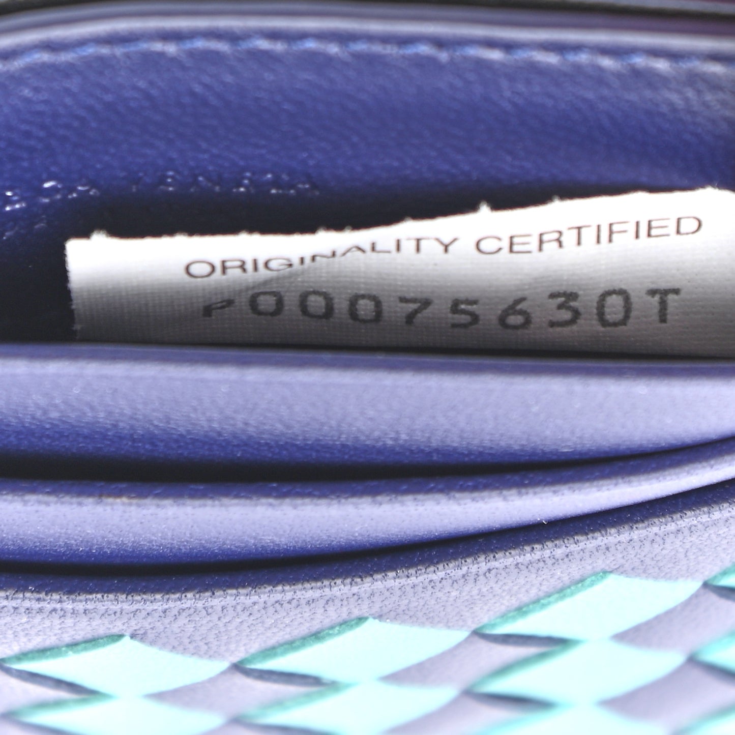 Nappa Intrecciato Woven Bi-Color Card Holder Blue Aqua