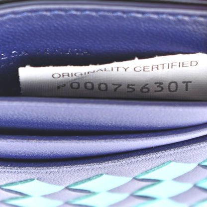 Bottega Veneta Nappa Intrecciato Woven Bi-Color Card Holder Blue Aqua 7 of 7