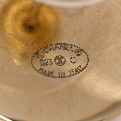 Chanel Metal Enamel CC Round Earrings Gold Black 4 of 5