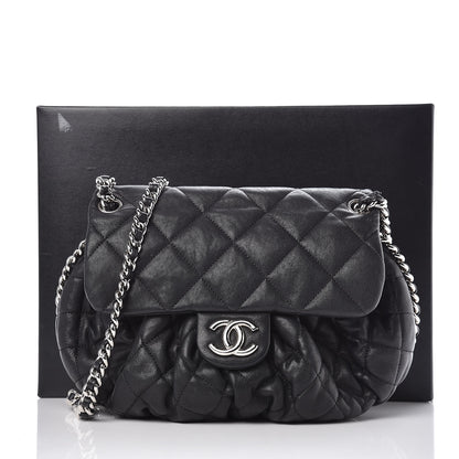 Chanel Washed Lambskin Quilted Medium Chain Around Messenger Black 10 of 10