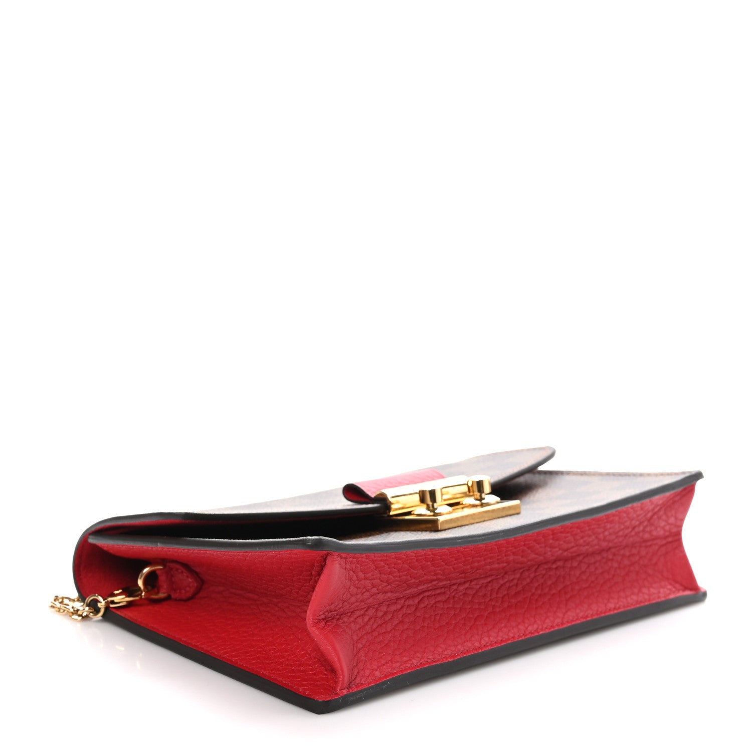 Louis Vuitton Damier Ebene Croisette Chain Wallet Scarlet 4 of 10