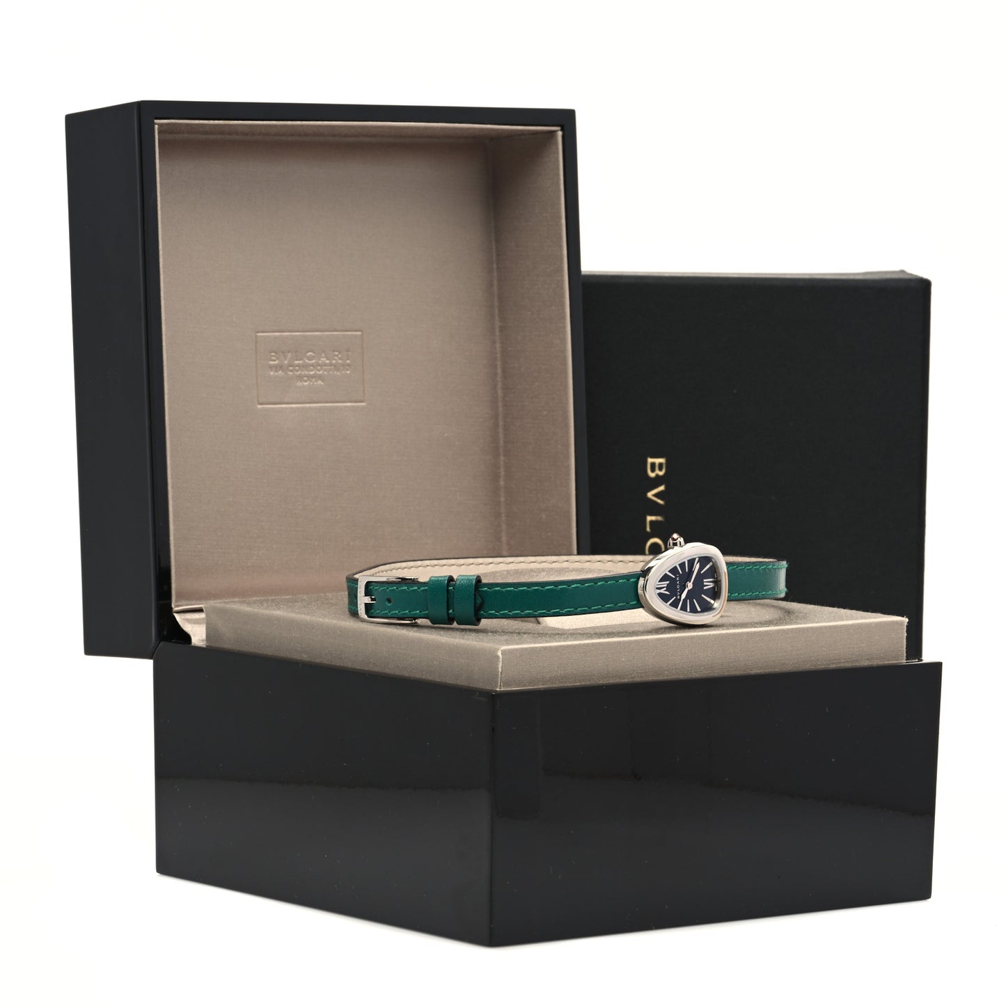 Stainless Steel Calfskin 20mm Serpenti Double Wrap Quartz Watch