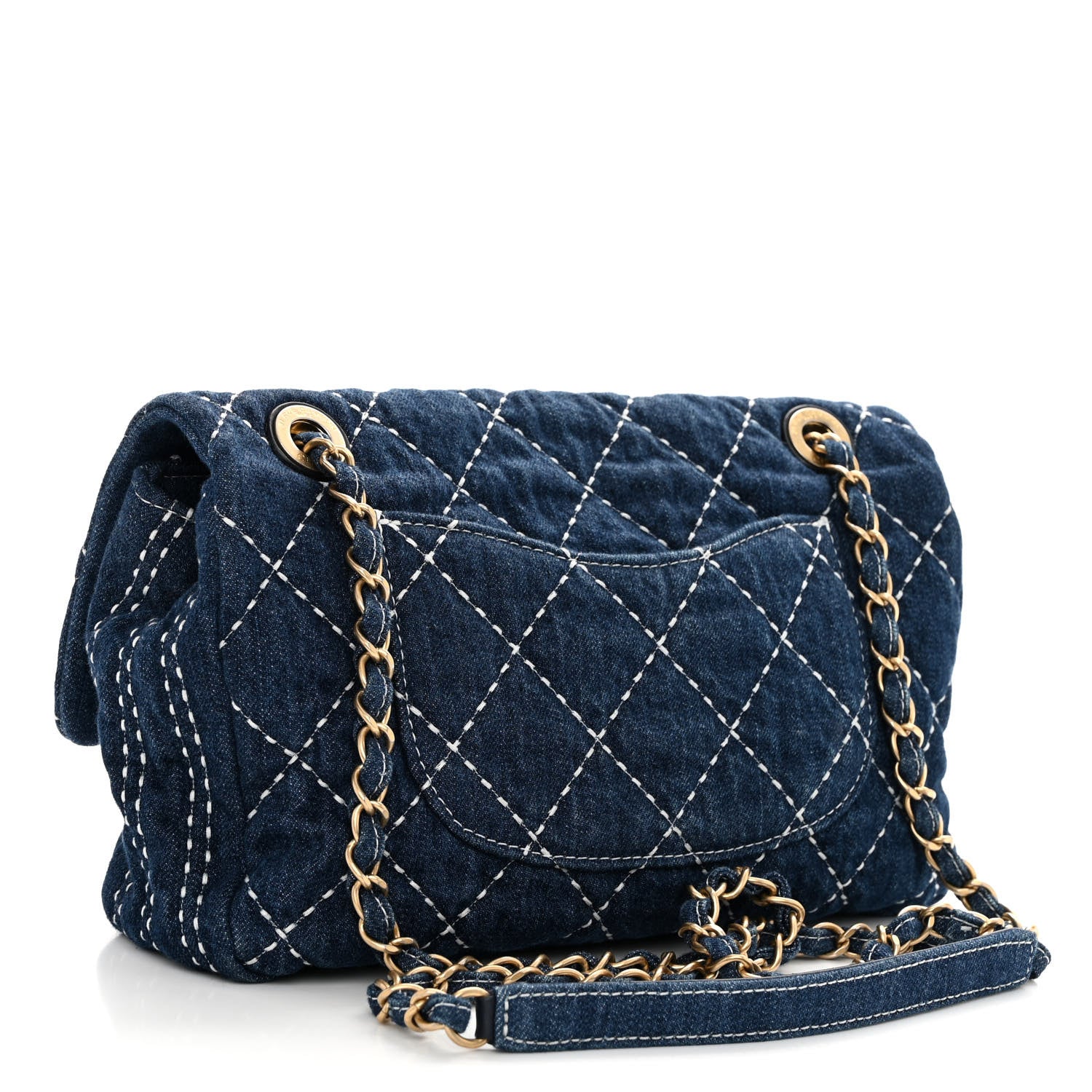 Chanel Denim Quilted Medium Denim Trip Single Flap Blue 3 of 9