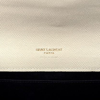 Saint Laurent Grain De Poudre Textured Mixed Matelasse Triquilt Monogram Clutch Blanc Vintage 6 of 7