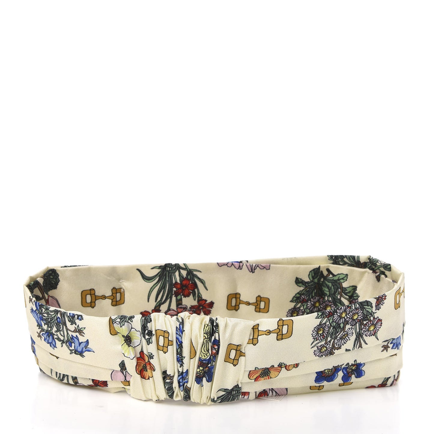 Silk Floral Stirrup Print Headband M Natural