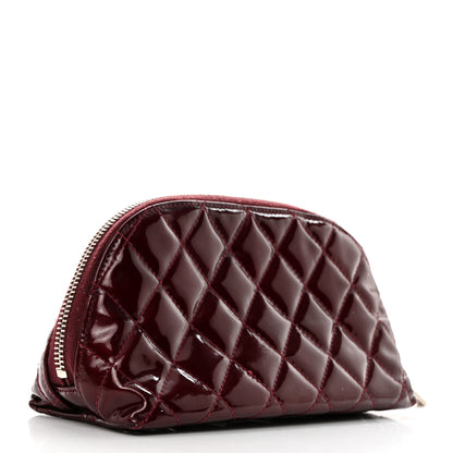 Chanel Patent Quilted Brilliant Cosmetic Case Dark Red 3 of 8