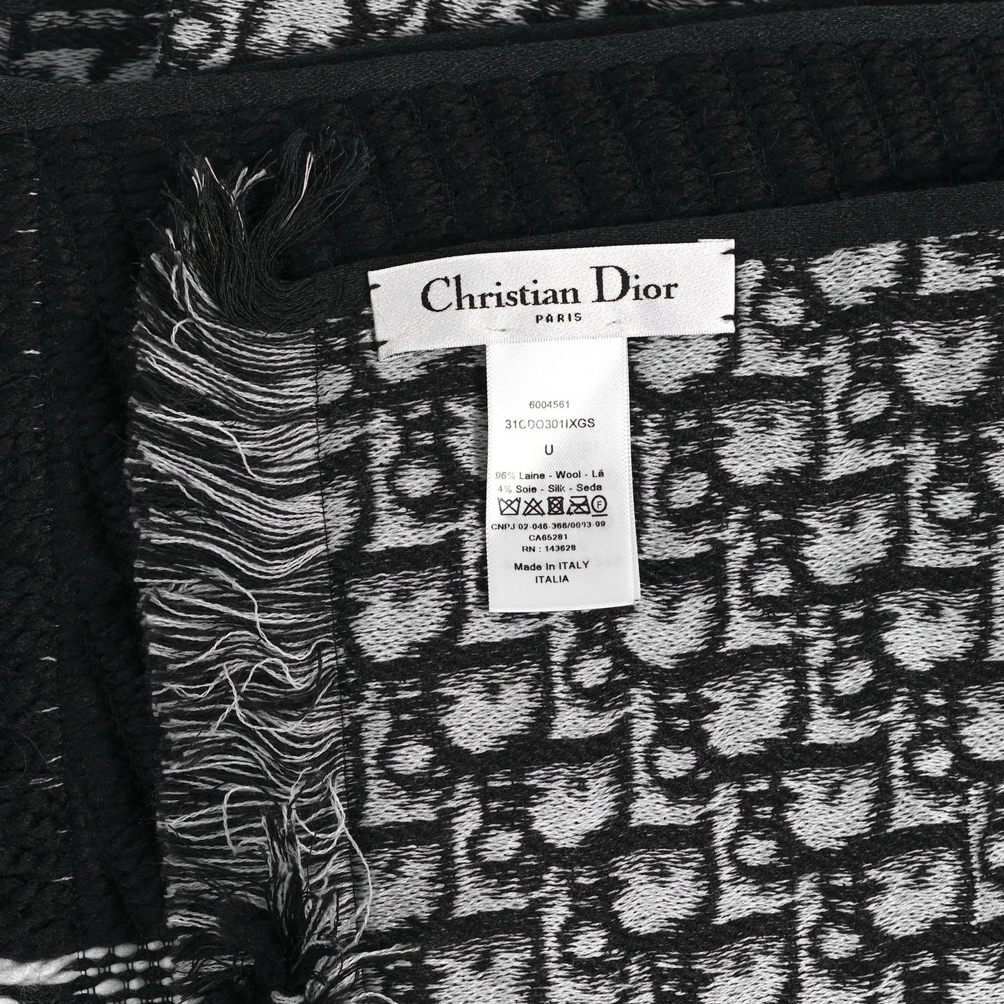 Wool Cashmere Oblique Scarf Navy