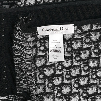 Christian Dior Wool Cashmere Oblique Scarf Navy 3 of 3