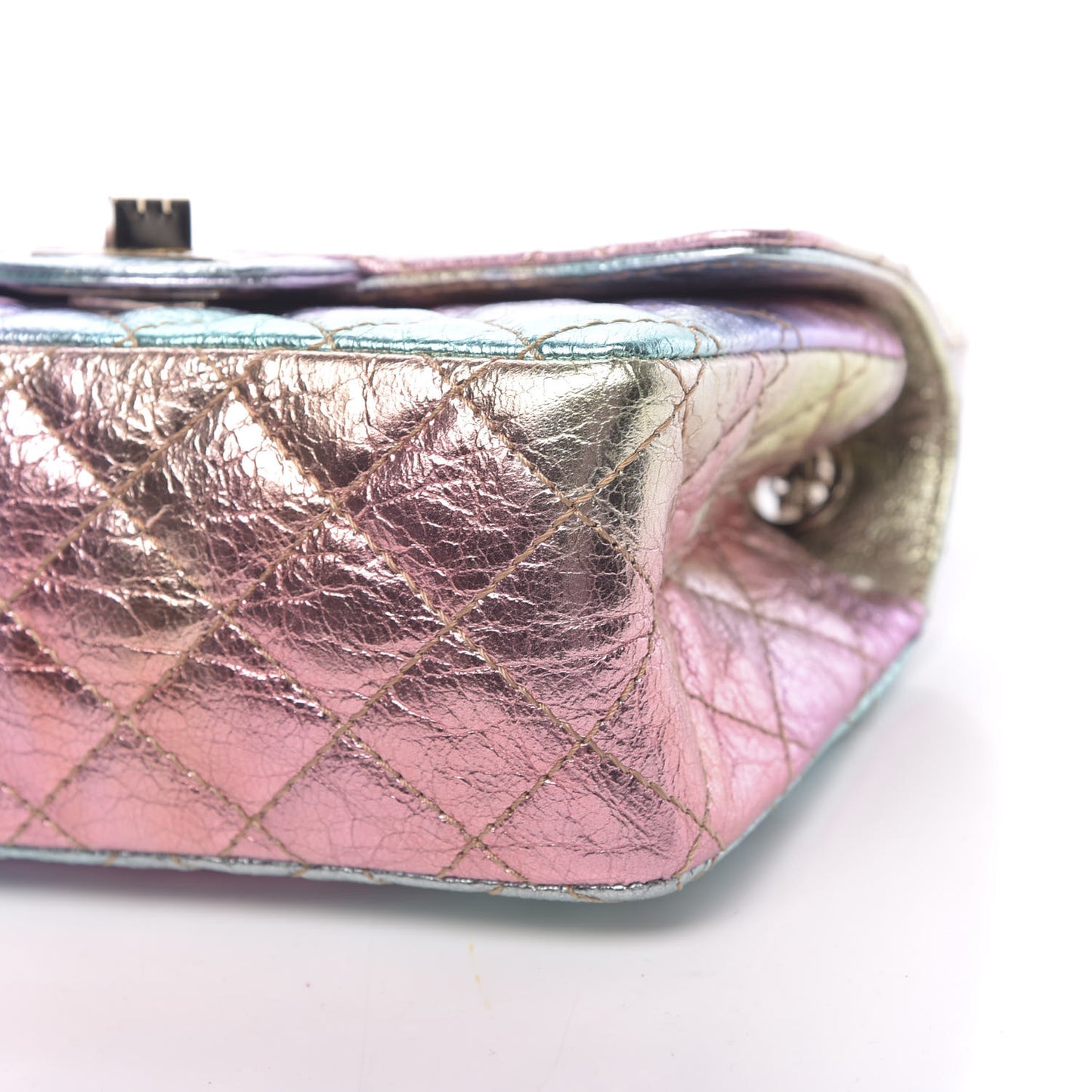 Metallic Goatskin Quilted Mini 2.55 Reissue Flap Multicolor