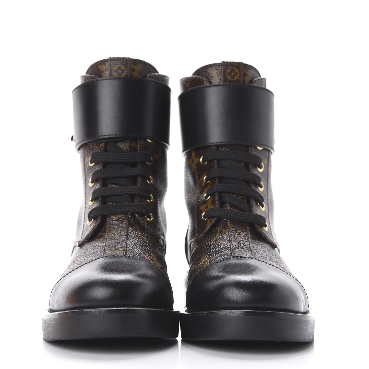Monogram Calfskin Wonderland Flat Ranger Boots 36 Black