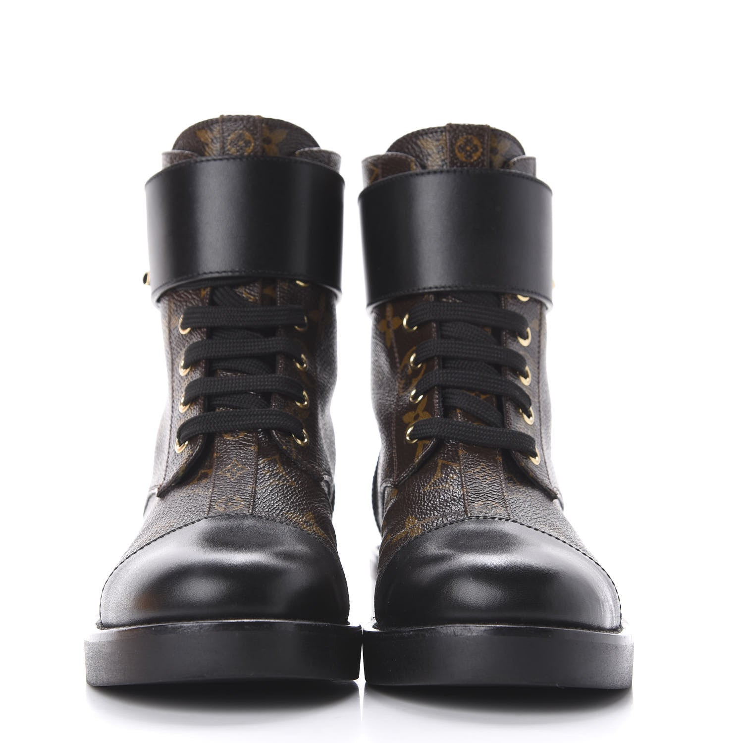 Louis Vuitton Monogram Calfskin Wonderland Flat Ranger Boots 36 Black 3 of 11