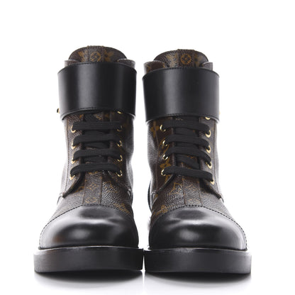 Louis Vuitton Monogram Calfskin Wonderland Flat Ranger Boots 36 Black 3 of 11