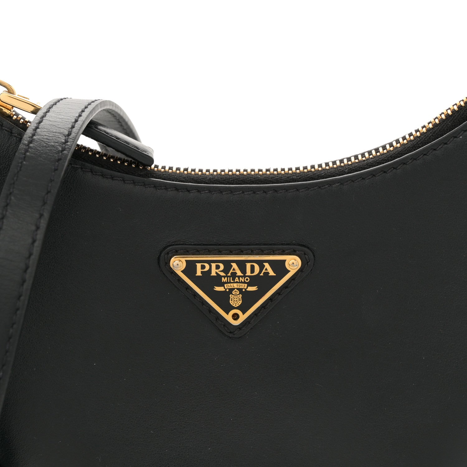Prada Soft Calfskin Arque Shoulder Bag Black 8 of 10