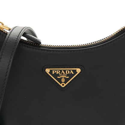 Prada Soft Calfskin Arque Shoulder Bag Black 8 of 10