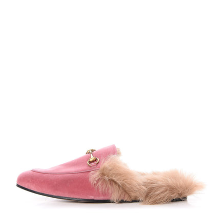 Gucci Velvet Fur Mens Princetown Slippers 11 Raspberry 1 of 7