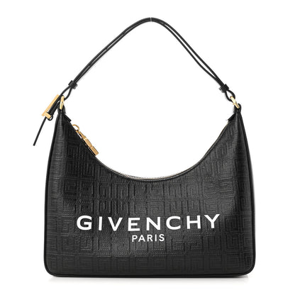 Givenchy Coated Canvas Logo 4G Embossed Small Moon Cut Out Shoulder Bag Black 1 of 9