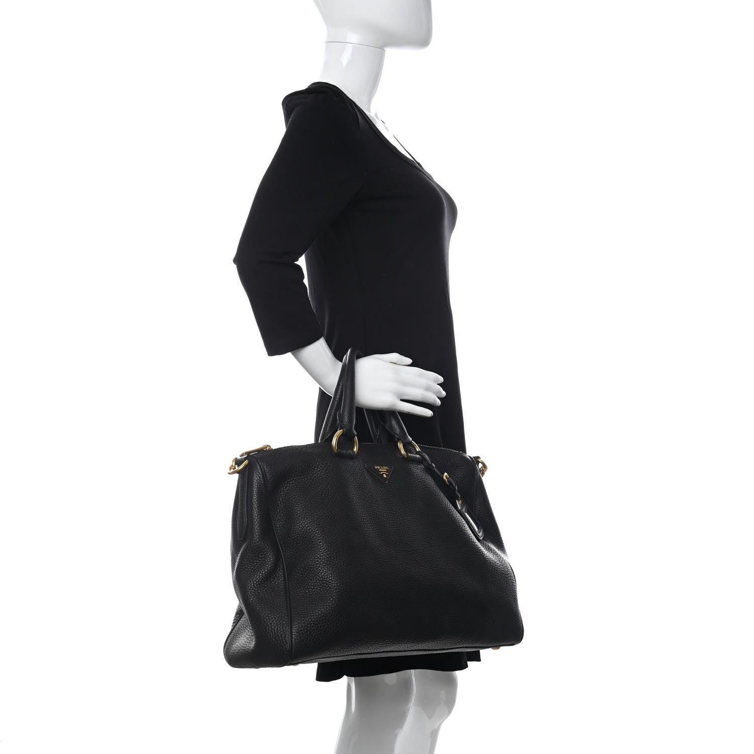 Prada Vitello Daino Tote Black 3 of 10