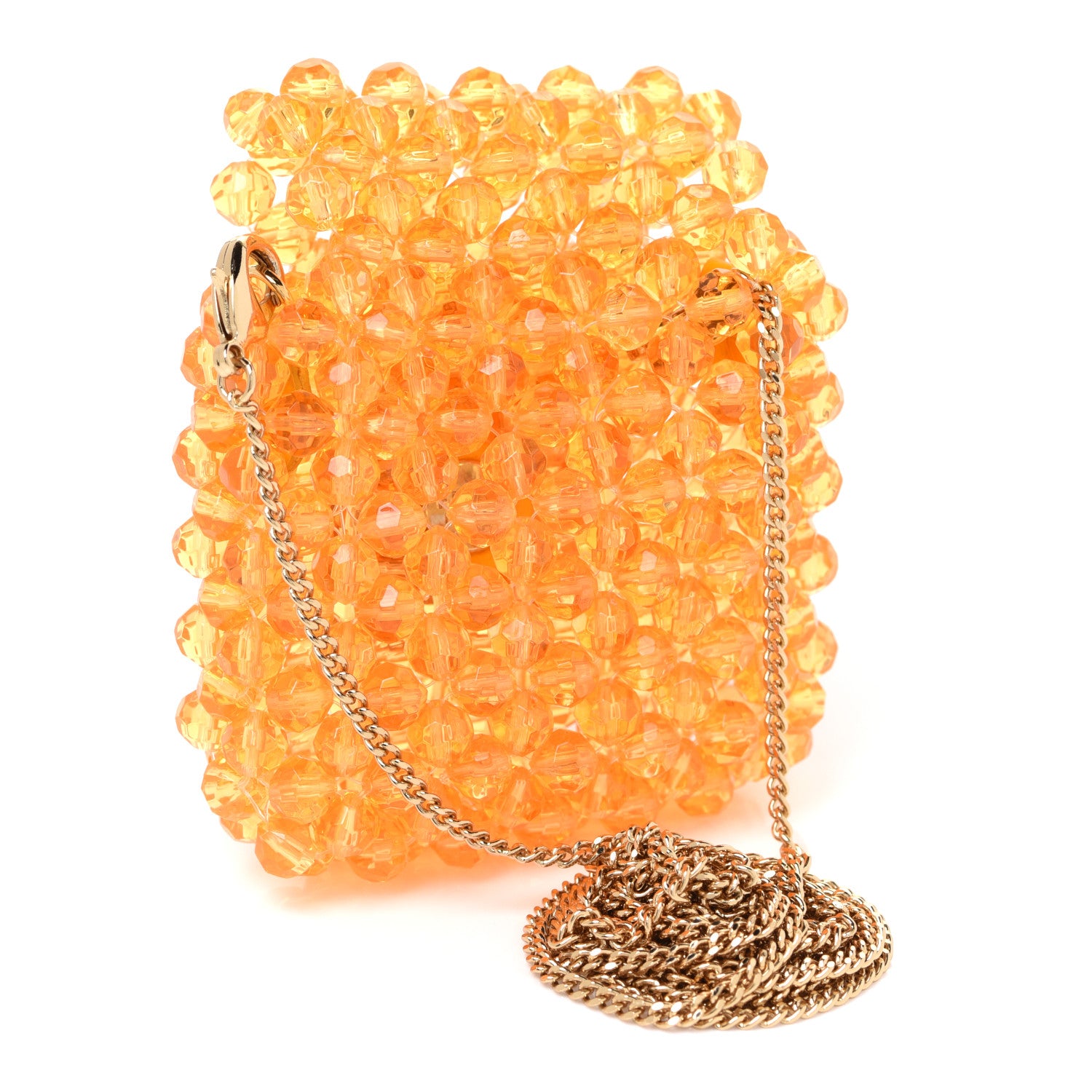 Fendi Glass Vitello King Beaded Mini Pico Baguette Charm Orange 2 of 7