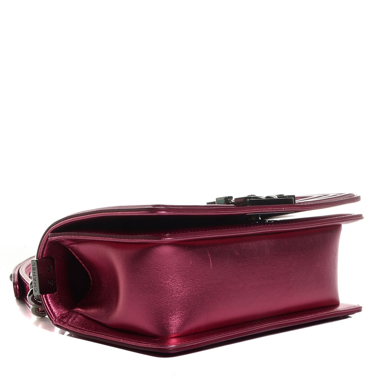 Metallic Patent Calfskin Quilted Small Boy Flap Pink