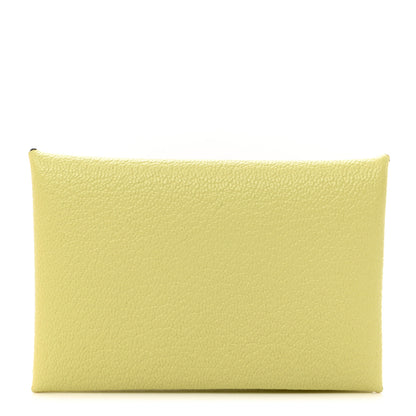 Hermes Chevre Mysore Verso Calvi Card Case Jaune Bourgeon Nata 1 of 8