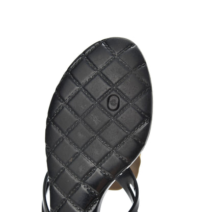 Chanel Jelly Camellia Thong Sandals 39 Black Ivory 10 of 14