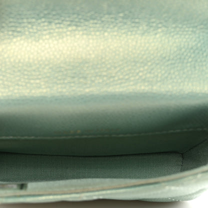 Chanel Iridescent Caviar Quilted Pearl On Top Coin Purse With Chain Light Green 5 of 9