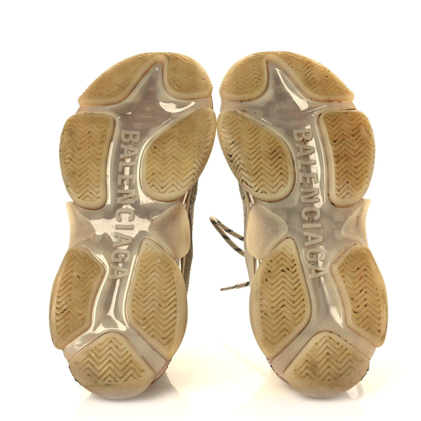 Fabric Mesh Clear Sole Womens Triple S Sneakers 39 Beige