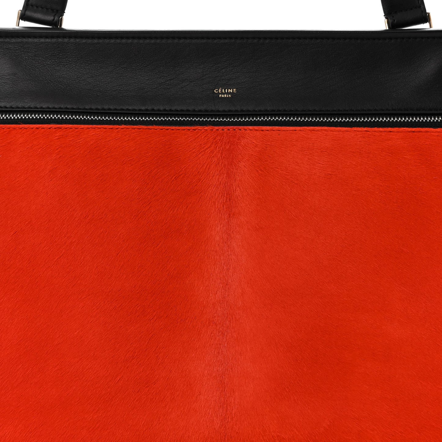 Pony Hair Medium Edge Shoulder Bag Vermillion