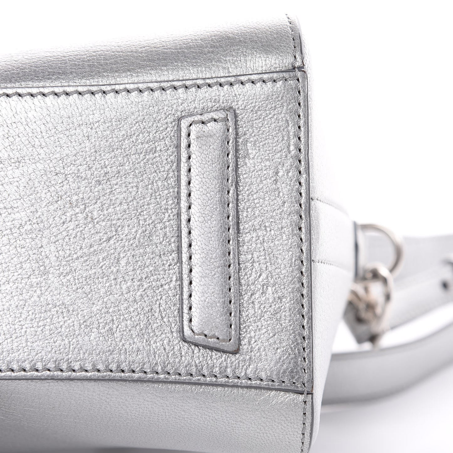 Metallic Sugar Goatskin Mini Antigona Silver
