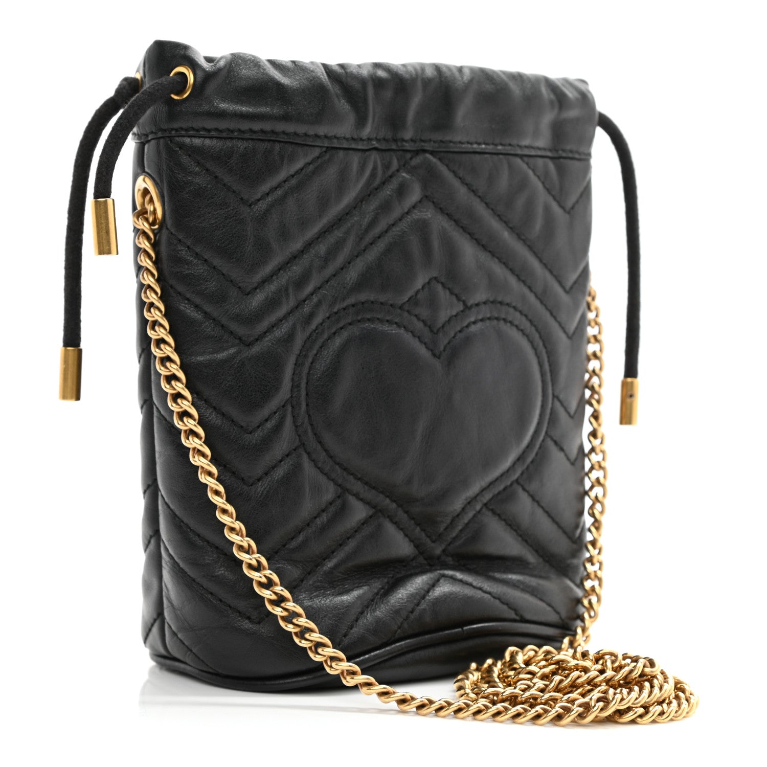 Gucci Calfskin Matelasse Mini GG Marmont 2.0 Bucket Bag Black 3 of 8