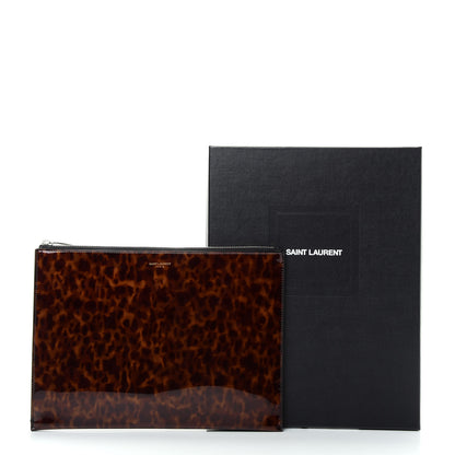 Saint Laurent Patent Zipped Tablet Holder Tortoiseshell 9 of 9