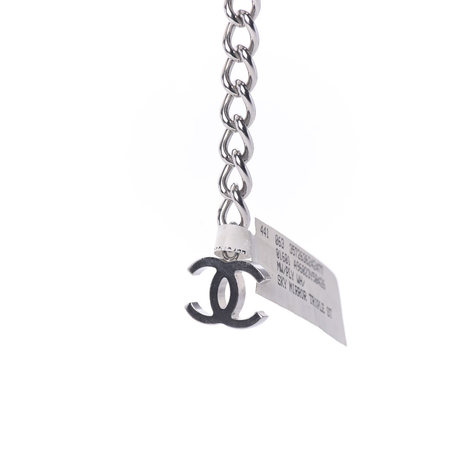 Chanel Pearl CC Long Necklace Silver Pearly White Grey 7 of 8