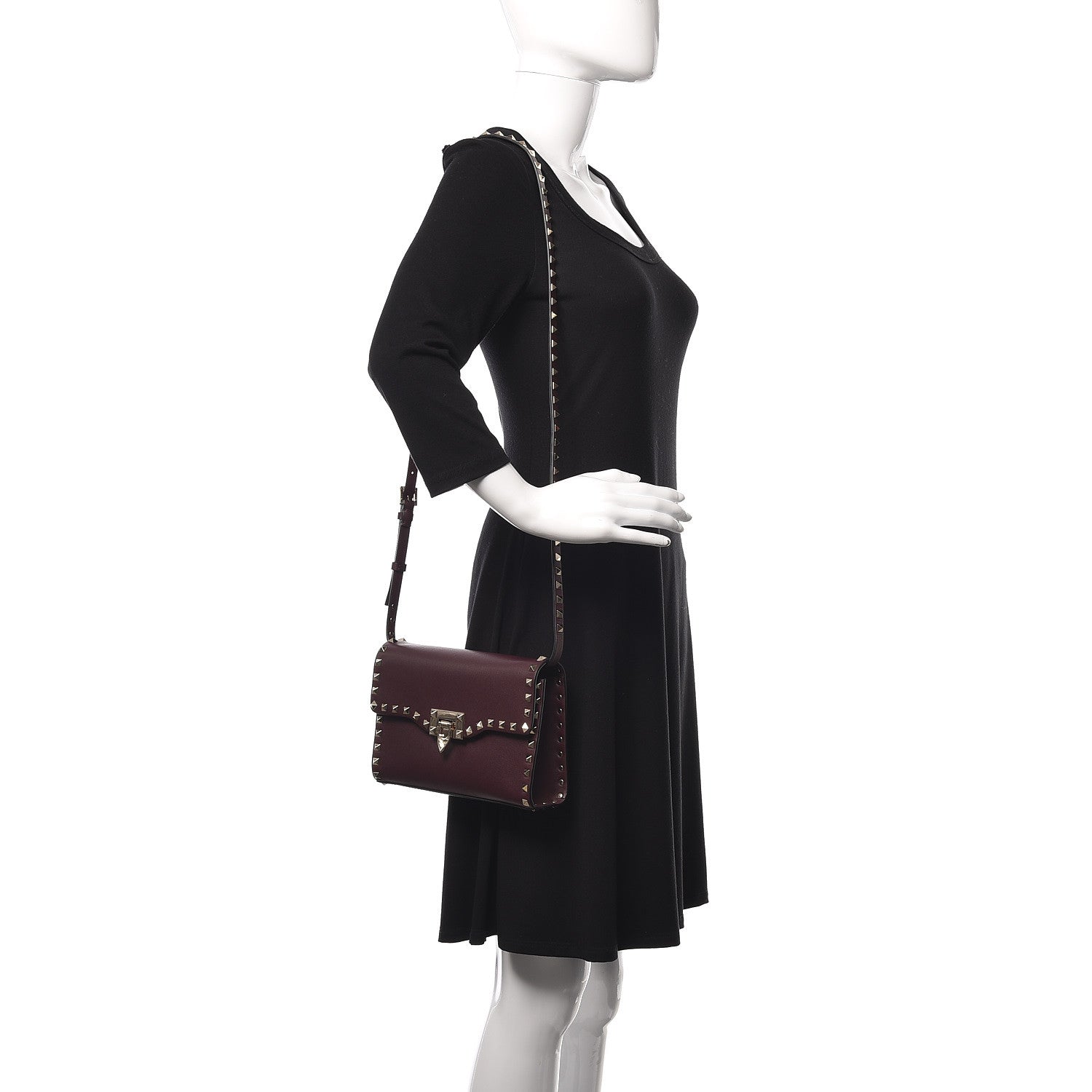 Valentino Garavani Vitello Medium Rockstud Flip Lock Crossbody Bag Rubin 2 of 8