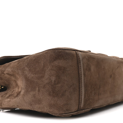 Saint Laurent Suede Chevron Quilted Medium LouLou Bark Brown 10 of 12