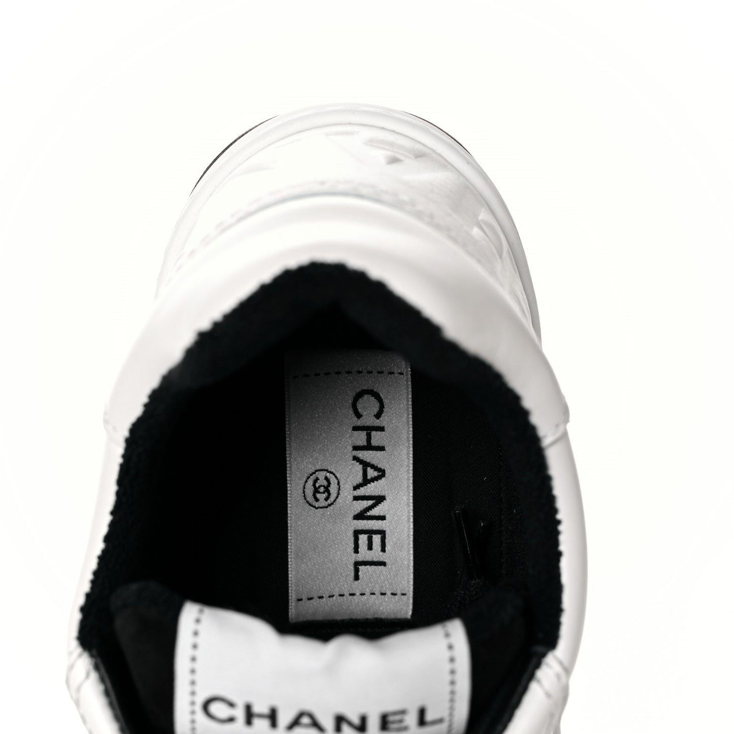 Grained Calfskin Fabric Womens Logo Sneakers 35.5 White Black