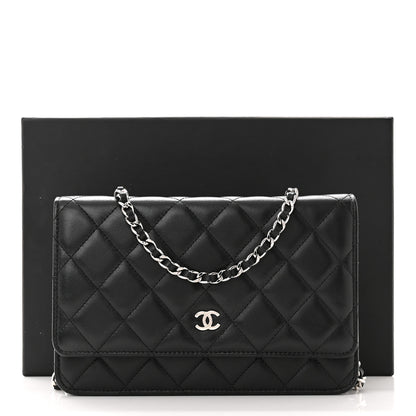 Chanel Lambskin Quilted Wallet On Chain WOC Black 13 of 13