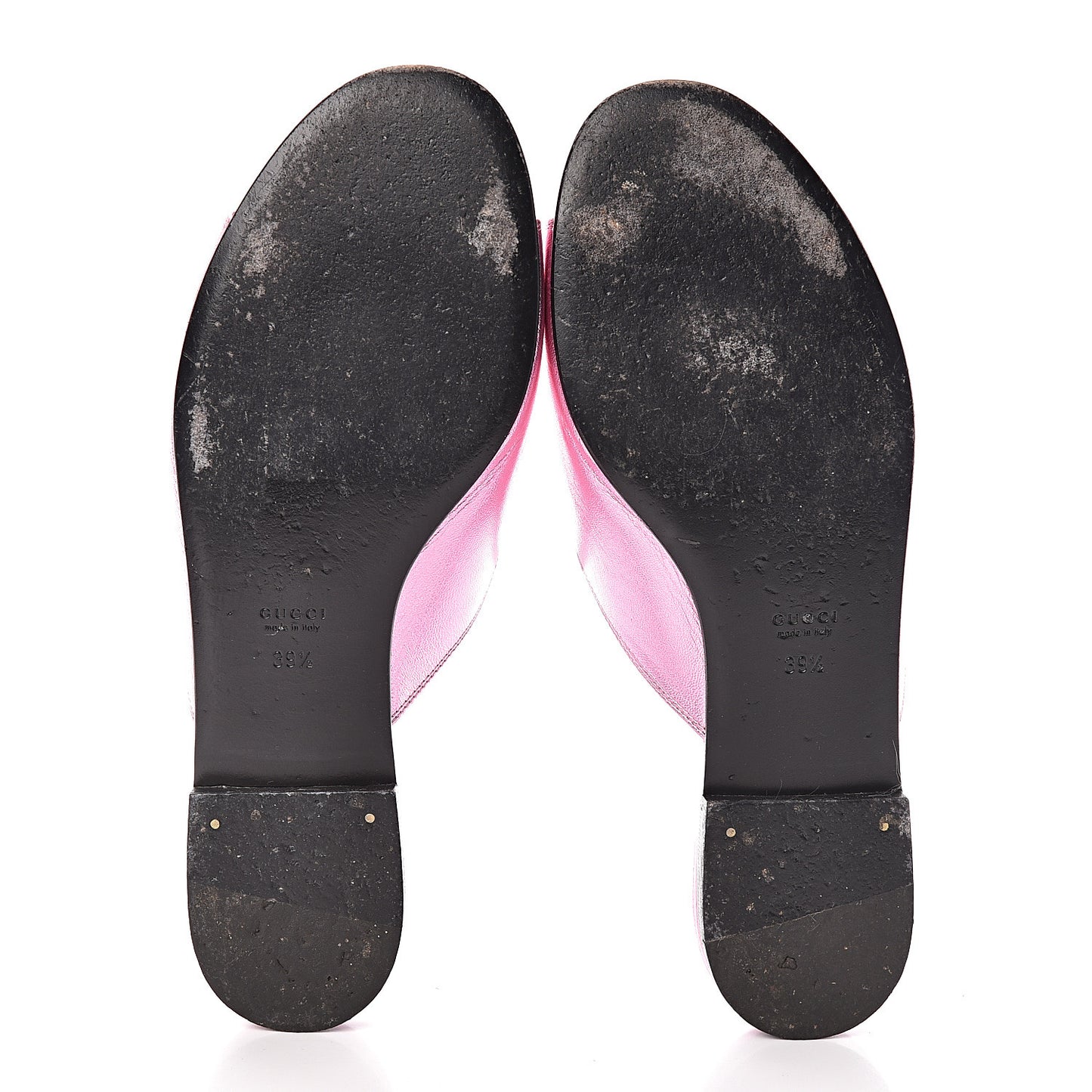 Metallic Malaga Kid Horsebit Slide Sandals 39.5 Rosa
