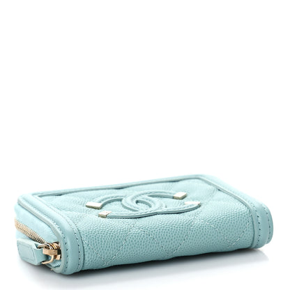Chanel Caviar Quilted Filigree Coin Purse Light Blue 4 of 10