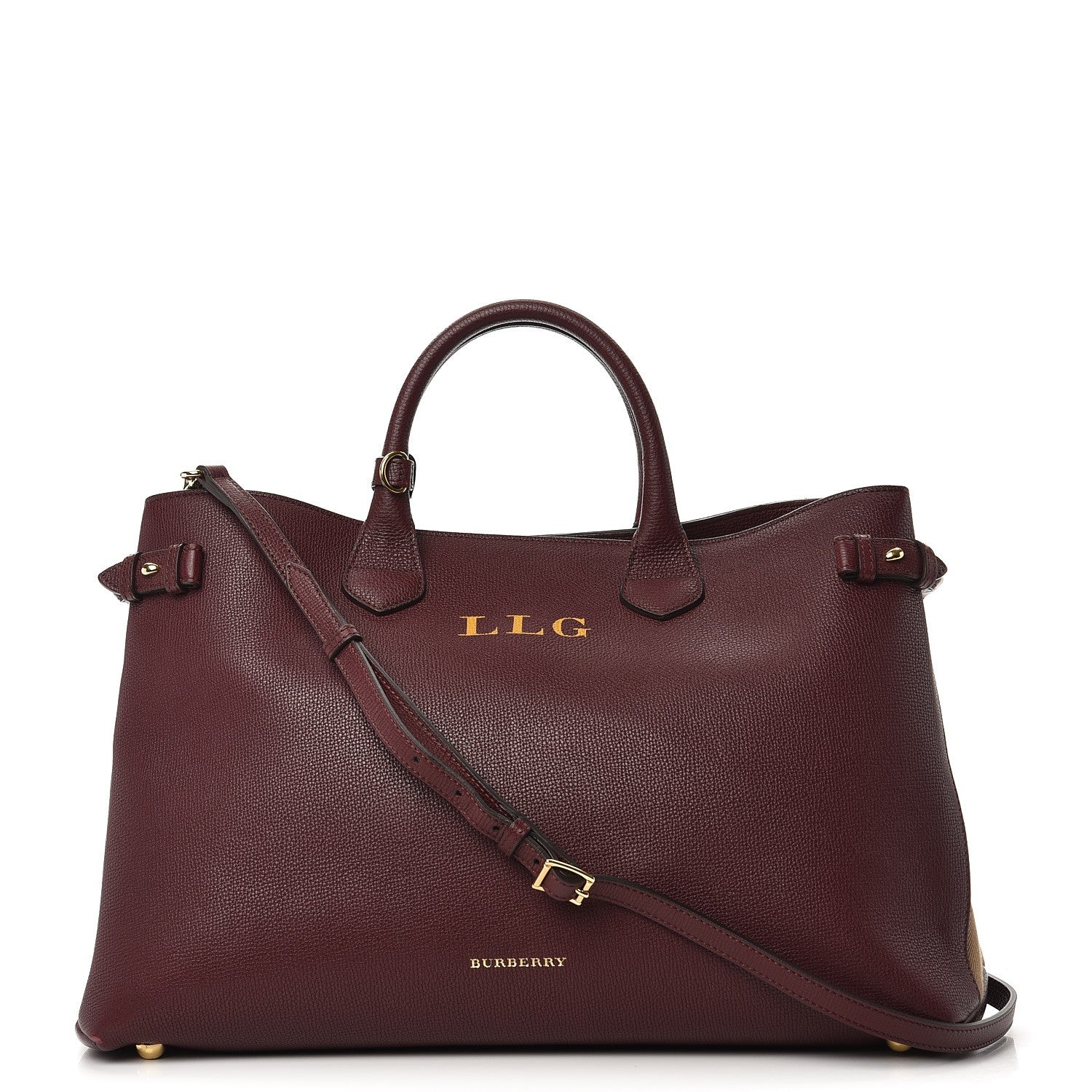 Burberry Derby Calfskin House Check Large Banner Tote Mahogany Red 1 of 10