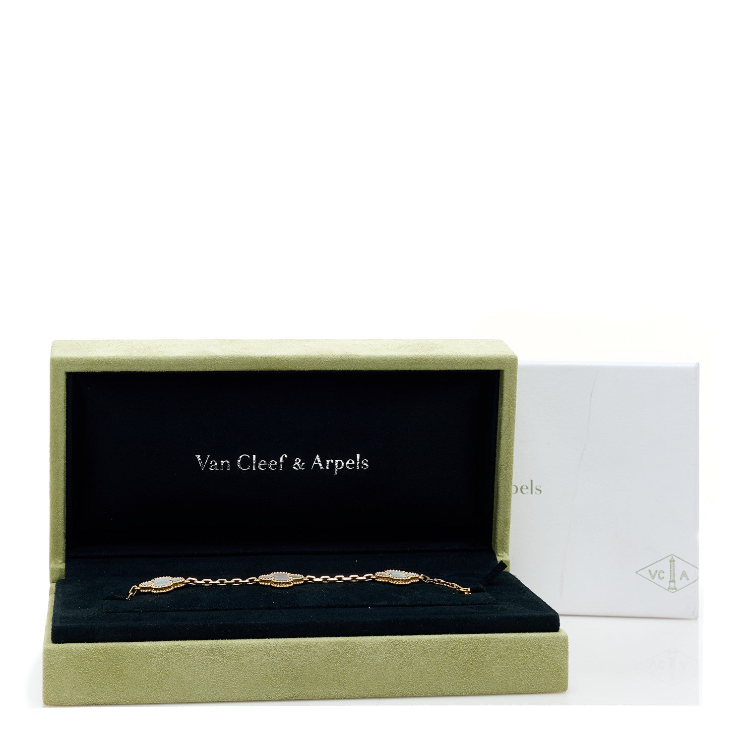 Van Cleef & Arpels 18K Yellow Gold Mother of Pearl 5 Motifs Vintage Alhambra Bracelet 5 of 5
